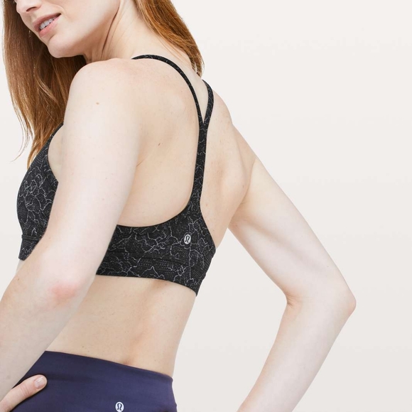 Lululemon Flow Y Bra - Nulu Dark Cast Lacescape Size 2 - Picture 3 of 7